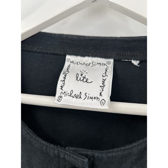 Michael Simon Lite Jacket Womens Medium Black Racecar Racing Flag Cars Buttons - Picture 8 of 16